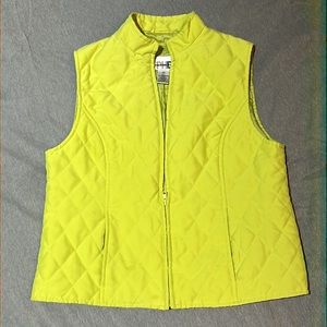 90s Paul‎ Harris Lime Green Quilted Vest - Sz Medium